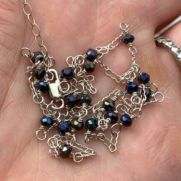 Delicate Sterling 925 Chain and Gemstone Necklace, 16-18" Adjustable NWT - Picture 7 of 7